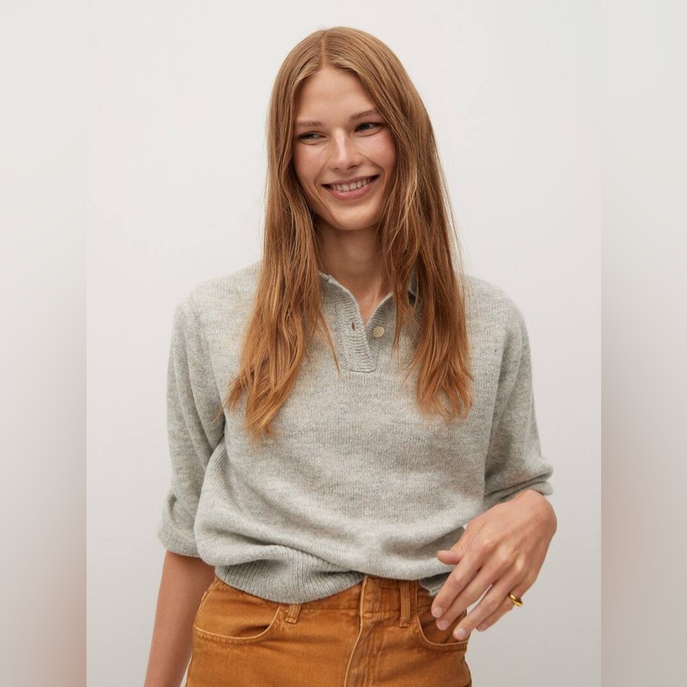 Mango Polo style sweater in Grey